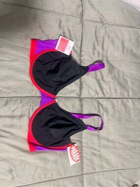 Parade Color block Underwire Bra 3X in Black, Purple & Red